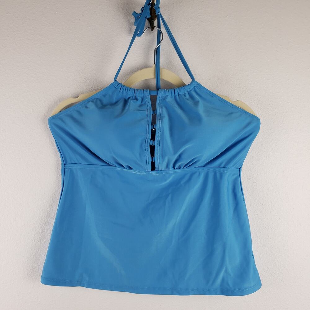 Boutique Women's‎ 1XL Tankini Swimsuit Set Tropical Blue Halter And Cinch Shorts
